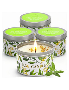 Set de 4 Velas Aromáticas de Salvia Pura Gisly - Cera de Soja