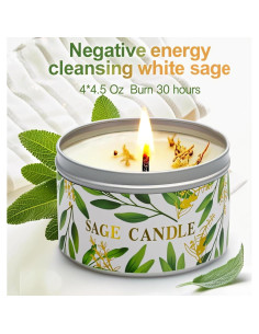 Set de 4 Velas Aromáticas de Salvia Pura Gisly - Cera de Soja 2