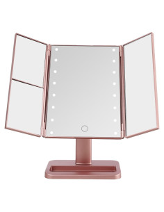 Espejo de Tocador LED Plegable Elements Oro Rosa 18x11.9 cm