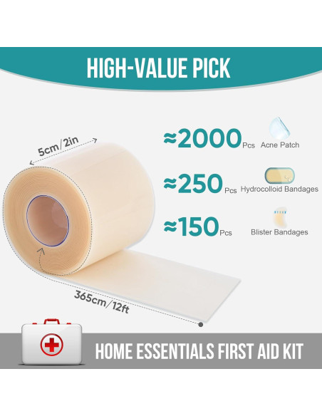 3 Rollos de Hidrocoloide YHOVID para Cuidado de Heridas 5.08cm