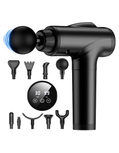 Pistola de Masaje JQX M68CH-001B Portátil 30 Niveles 9 Cabezas