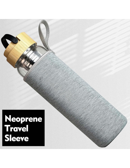 Botella de Agua de Vidrio Xaeiglas 1L con Infusor y Popote