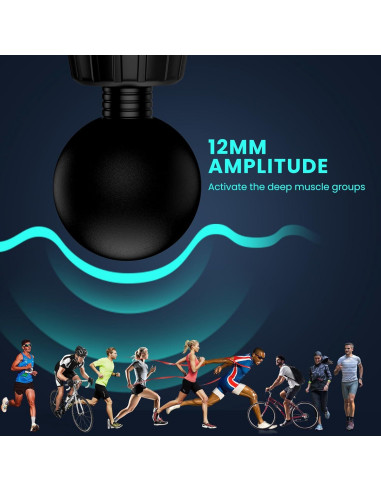 Pistola de Masaje JQX M68CH-001B Portátil 30 Niveles 9 Cabezas