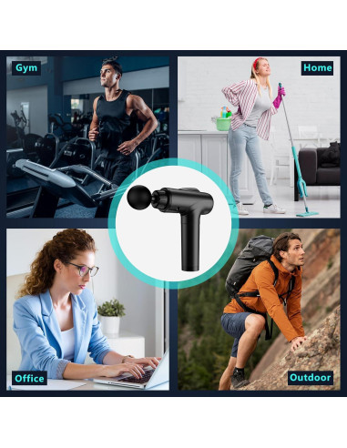 Pistola de Masaje JQX M68CH-001B Portátil 30 Niveles 9 Cabezas