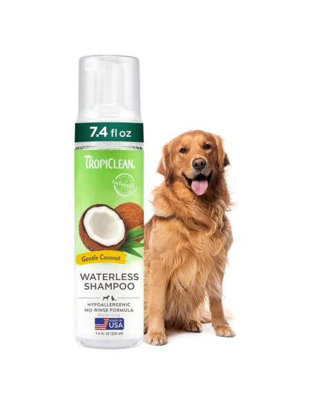 Champú Seco Hipoalergénico TropiClean Coco 209.79g para Perros y Gatos