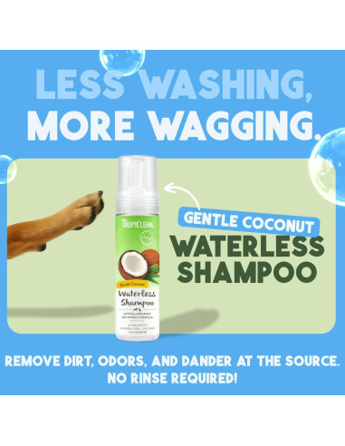 Champú Seco Hipoalergénico TropiClean Coco 209.79g para Perros y Gatos