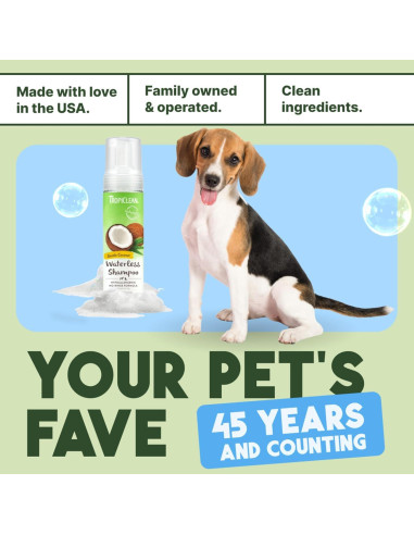 Champú Seco Hipoalergénico TropiClean Coco 209.79g para Perros y Gatos