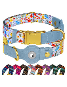 Collar para Perros Budkas con Soporte AirTag Floral Mediano