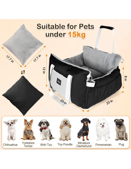 Asiento de Coche para Perros SIVEIS 3 en 1 - Elevador y Cama