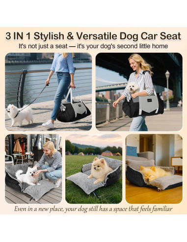 Asiento de Coche para Perros SIVEIS 3 en 1 - Elevador y Cama