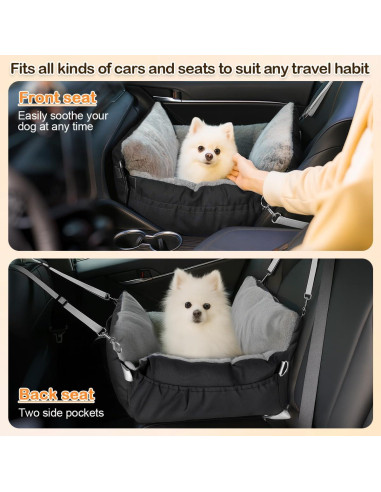Asiento de Coche para Perros SIVEIS 3 en 1 - Elevador y Cama