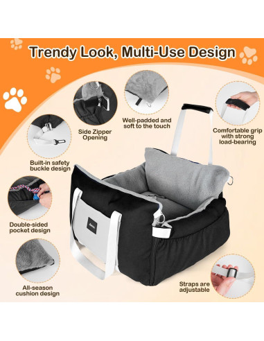 Asiento de Coche para Perros SIVEIS 3 en 1 - Elevador y Cama