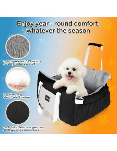 Asiento de Coche para Perros SIVEIS 3 en 1 - Elevador y Cama