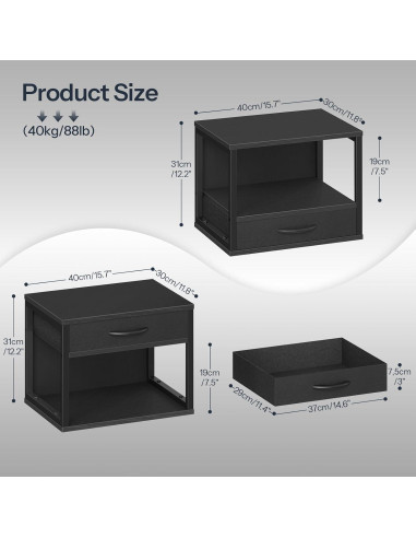 Soporte de Impresora HOOBRO BB07PS01 Negro 2 Niveles con Cajón