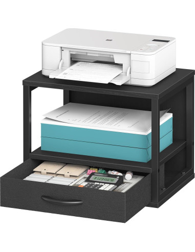 Soporte de Impresora HOOBRO BB07PS01 Negro 2 Niveles con Cajón