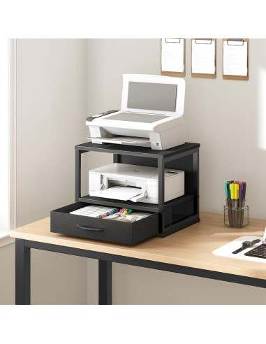 Soporte de Impresora HOOBRO BB07PS01 Negro 2 Niveles con Cajón