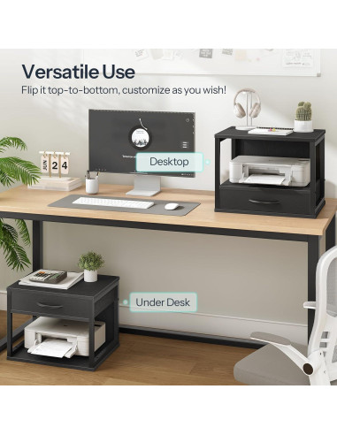 Soporte de Impresora HOOBRO BB07PS01 Negro 2 Niveles con Cajón