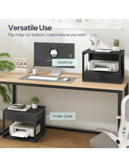 Soporte de Impresora HOOBRO BB07PS01 Negro 2 Niveles con Cajón