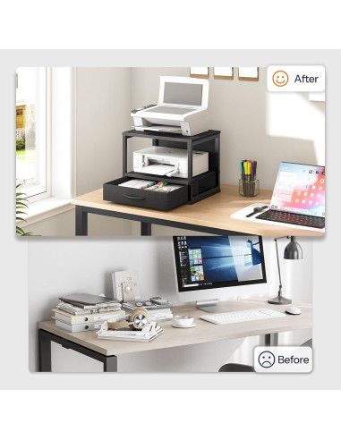 Soporte de Impresora HOOBRO BB07PS01 Negro 2 Niveles con Cajón