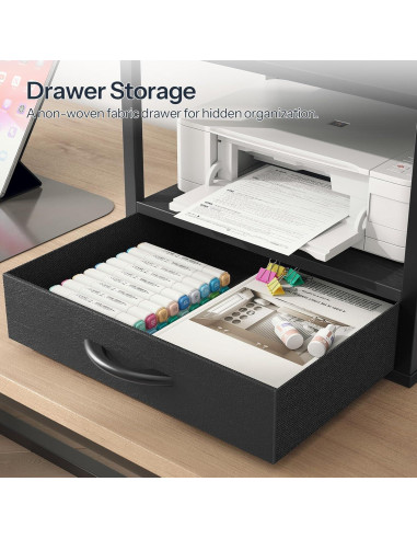 Soporte de Impresora HOOBRO BB07PS01 Negro 2 Niveles con Cajón