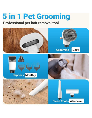 Aspiradora de Peluquería para Perros Petaboo A150 5 en 1