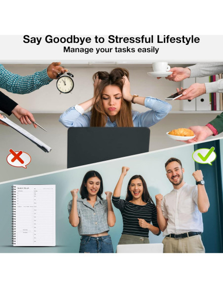 Planificador Diario Sin Fecha Asten A5 Negro con Tapa Dura