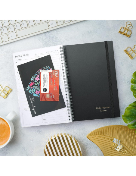 Planificador Diario Sin Fecha Asten A5 Negro con Tapa Dura