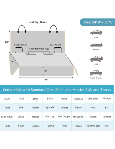 Funda de Asiento Trasero para Mascotas Lassie 100% Impermeable