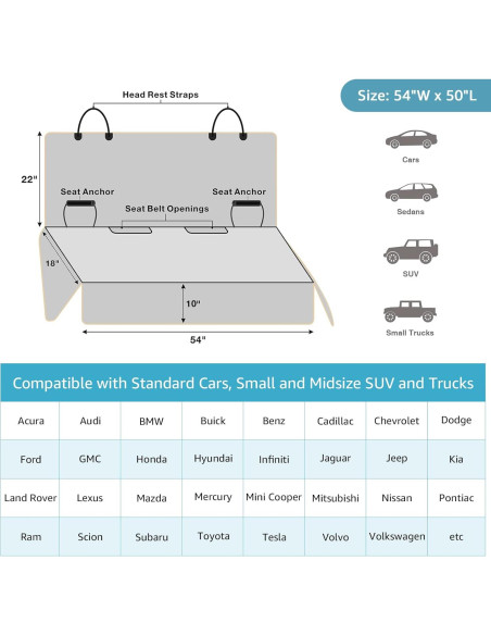 Funda de Asiento Trasero para Mascotas Lassie 100% Impermeable Funda de Asiento Trasero para Mascotas Lassie 100% Impermeable