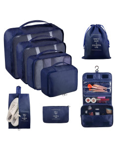 Set de Cubos de Empaque Ebbniur 8 Pzs Azul Marino