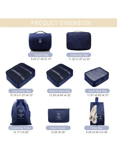 Set de Cubos de Empaque Ebbniur 8 Pzs Azul Marino 2