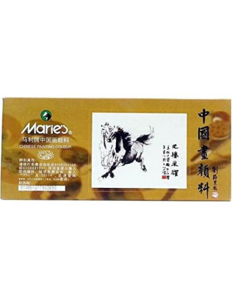 Juego de acuarelas chinas Marie - 18 tubos de 12 ml, colores vibrantes