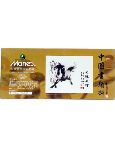 Juego de acuarelas chinas Marie - 18 tubos de 12 ml, colores vibrantes