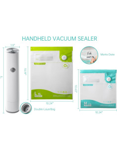 Sellador de Vacío Portátil THETCHRY con 10 Bolsas - Blanco 2