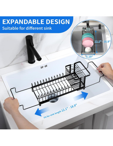 Escurridor de Platos AIDILI Expandible 12.1''-18.9'' Negro