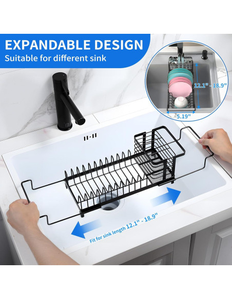 Escurridor de Platos AIDILI Expandible 12.1''-18.9'' Negro