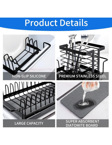 Escurridor de Platos AIDILI Expandible 12.1''-18.9'' Negro