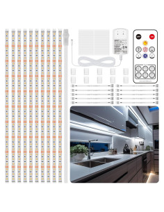 Kit de luces LED bajo gabinete LAFULIT 10 PCS con sensor y control remoto