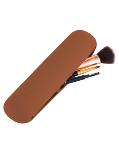 Organizador de Brochas de Maquillaje de Viaje Silicona Marrón