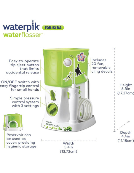 Hilo Dental a Chorro Waterpik WP-260 para Niños, Verde Hilo Dental a Chorro Waterpik WP-260 para Niños, Verde