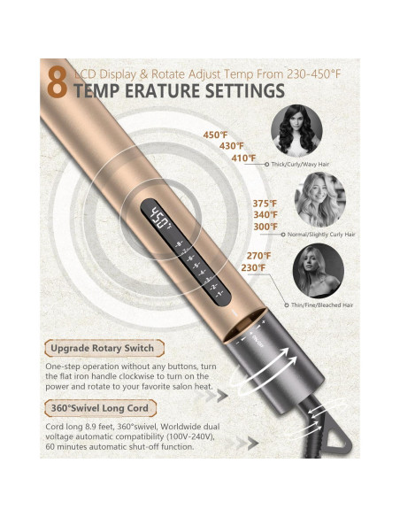 Plancha de Pelo KUSNCA V8 Cerámica Titanio 110-232C Doble Voltaje