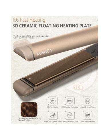 Plancha de Pelo KUSNCA V8 Cerámica Titanio 110-232C Doble Voltaje