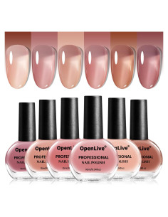 Juego de Esmalte de Uñas Jelly OpenLive 6 Colores 10ml Secado Rápido