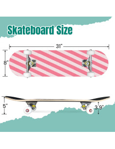 Patineta Completa UHMLTCRBOD 31" x 8" Madera Arce Doble Kick 2