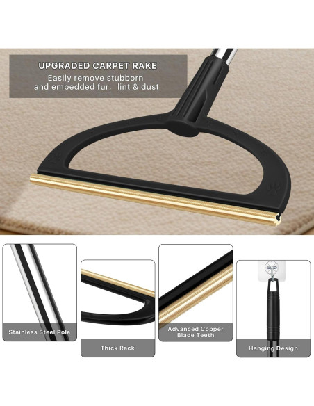 Rastrillo de Alfombra TOSMAL 2 en 1 para Pelo de Mascotas