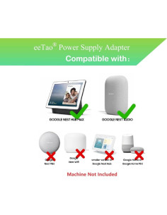 Adaptador de corriente 24V eeTao para Google Nest Hub MAX y Audio 2