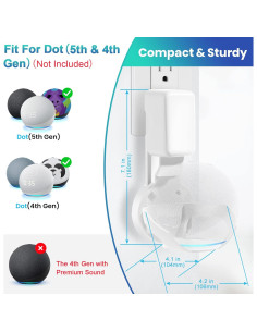 Soporte de Montaje en Pared FUQINTOP para Echo Dot 5ta Gen Blanco 2