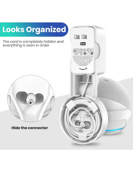 Soporte de Montaje en Pared FUQINTOP para Echo Dot 5ta Gen Blanco