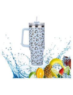Taza de acero inoxidable 40oz TINVSKQQKJ leopardo azul