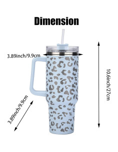 Taza de acero inoxidable 40oz TINVSKQQKJ leopardo azul 2